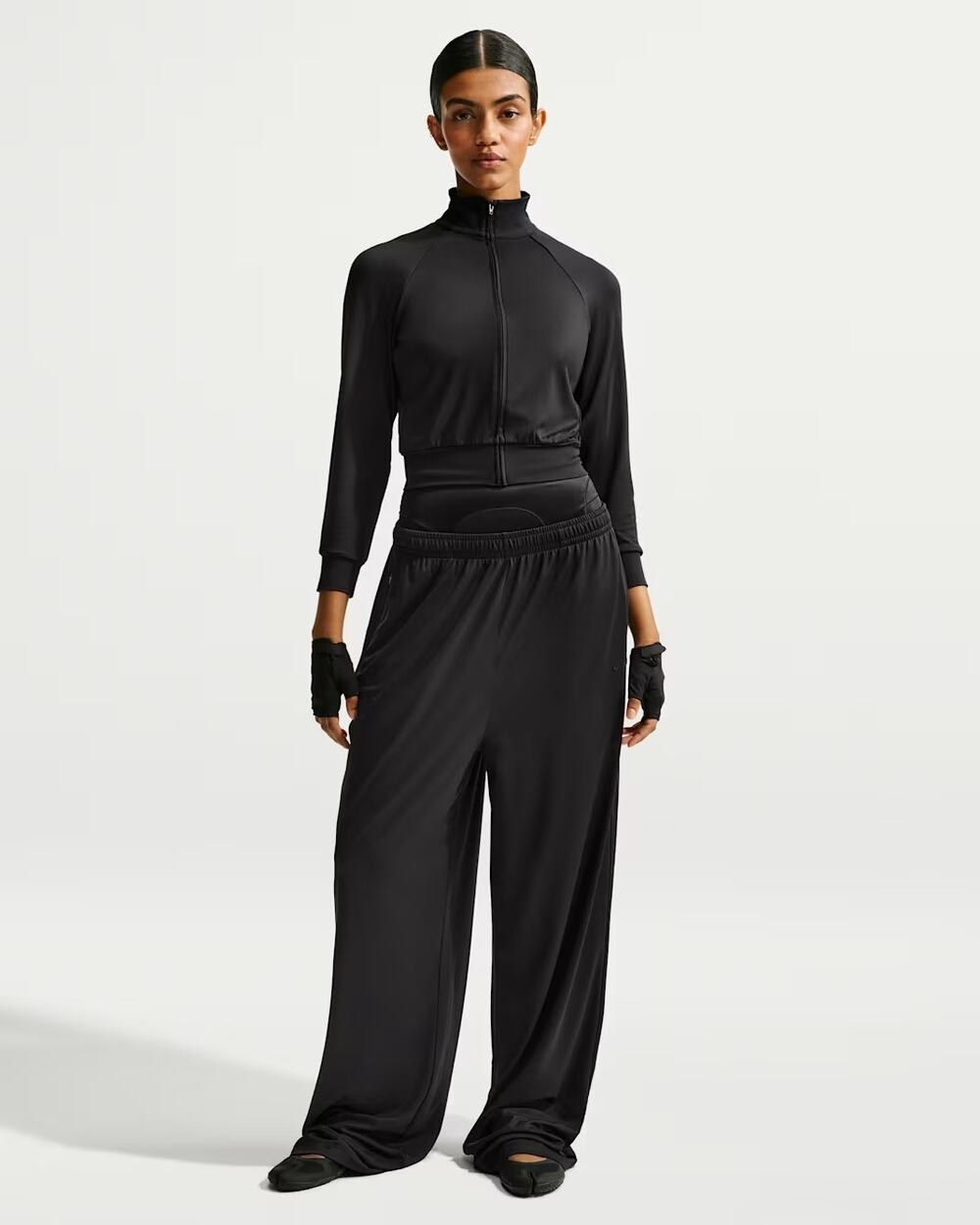 Nike x Skims Airy Wide-Leg Pants Black Nylon Spandex Drawstring Large L